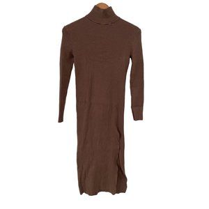 zara brown turtleneck dress NEW SMALL ZARA Tan Sleeveless Ribbed Turtleneck Dress Taupe Neutral Maxi  Dress